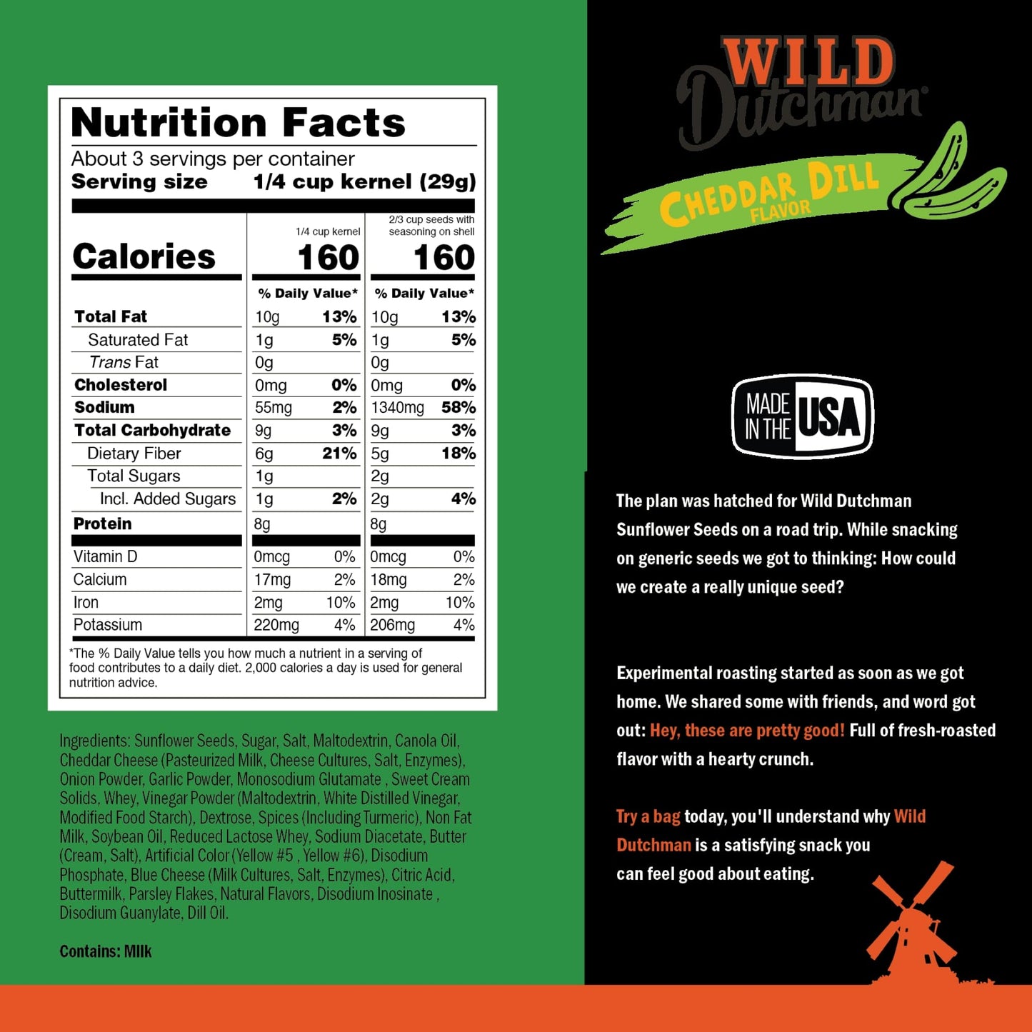 Wild Dutchman Roasted Sunflower Seeds In A Resealable Bag For Ultimate Freshness And An Easy Pour, 5 Flavor Variety Snack Pack,