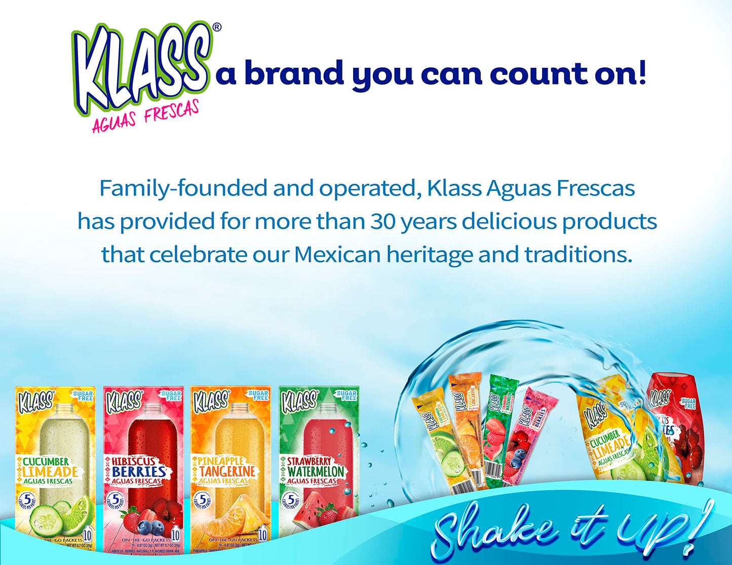 Klass Aguas Frescas Cucumber Limeade, 10 On-The-Go Packets (Pack Of 4)