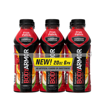 Bodyarmor Sports Drink Sports Beverage, Fruit Punch, Coconut Water Hydration, Natural Flavors With Vitamins, Potassium-Packed Electrolytes, Perfect For Athletes, 20 Fl Oz (Pack Of 6)
