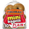 Thomas Plain Mini Bagels, 10 Pre-Sliced Mini Bagels with No High Fructose Corn Syrup, 15 Oz Bag