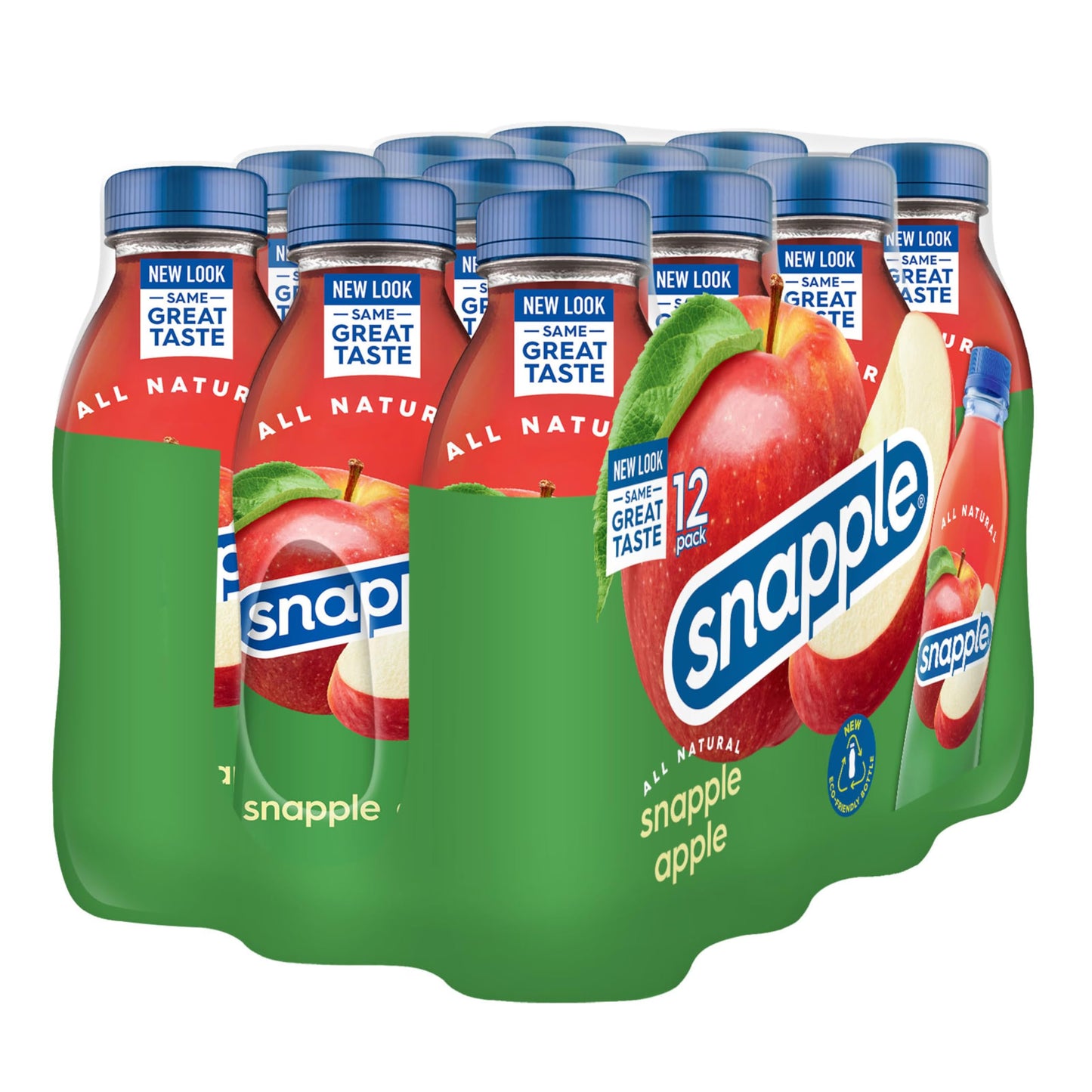 Snapple Apple Juice Drink, 16 fl oz Recycled Plastic Bottle, Pack of 12 - Refreshing and Delicious Beverage for All Ages