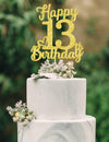 13 Birthday Cake Topper - Double Sided Gold Glitter, Happy 13th birthday Cake Topper for girls,13 Cake decorations For girls, 13