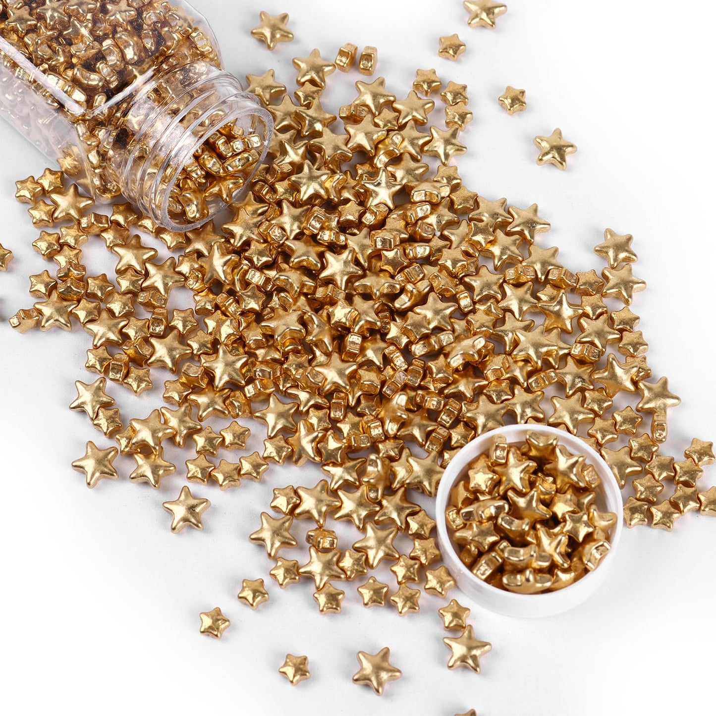 Cobakey Bright Gold Sprinkles For Cake Decorations 100G/ 3.52Oz Star Metallic Pearl Sugar Sprinkles For Cupcake Toppers Wedding