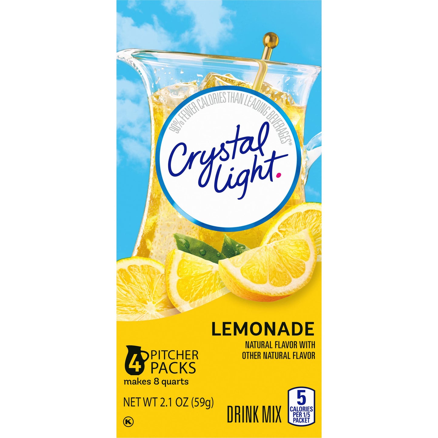 Crystal Light Sugar-Free Lemonade Naturally Flavored Powdered Drink Mix 48 Count Pitcher Packets