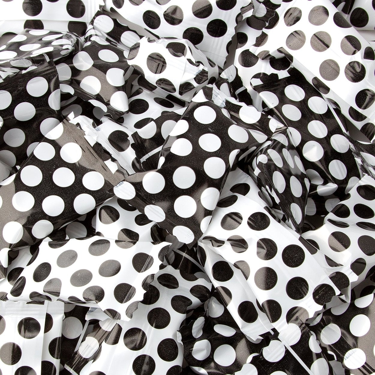 Polka Dot Peppermint Balls 100Ct - After Dinner Mints Individually Wrapped - Soft & Savory (Black And White)