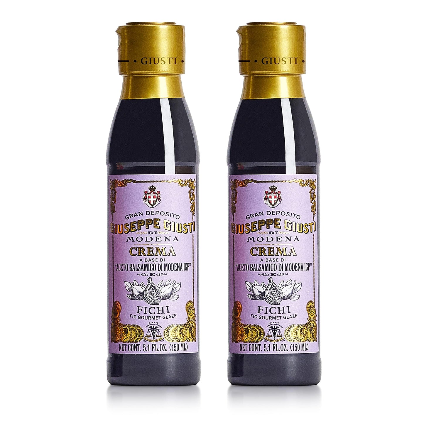Giusti Fig Glaze – Thick Balsamic Vinegar Reduction – 5.07 fl oz (Pack of 2) – Black