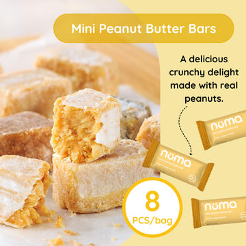 Numa Foods Mini Peanut Butter Bars - Vegan, Low Sugar, High Protein, All Natural, Gluten Free - Crunchy Plant Based Peanut Butte