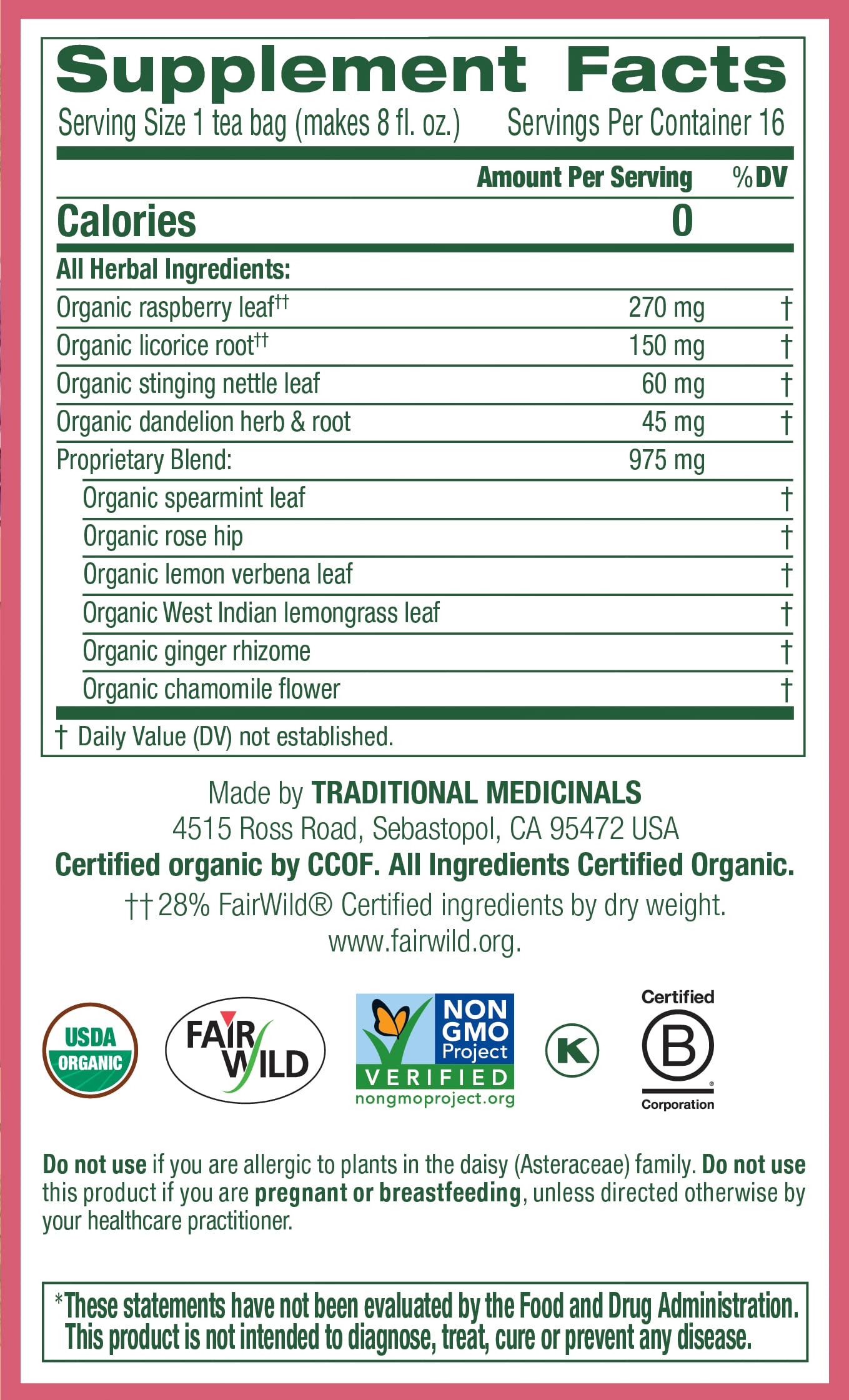 Traditional Medicinals Organic Healthy Cycle Raspberry Leaf Herbal Tea, Supports A Menstrual Cycle, (Pack Of 4) - 64 Tea Bags Total, 64.0 Count