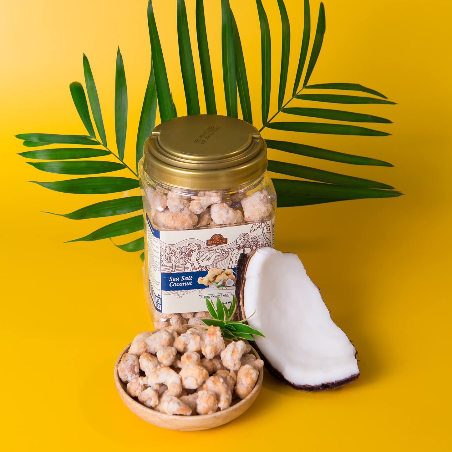 Lafooco Sea Salt Coconut Cashews, Premium Cashews, Lightly Sea Salted, Coconut Flakes, Rich In Nutrients, Protein, Great Gift Fo