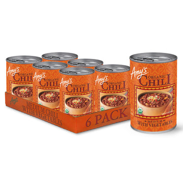 Amy'S, Chili, Gluten Free, Vegetarian, Vegetable, Organic, Medium Spice, Jalapeño Pepper, 14.7 Oz, Pack Of 6