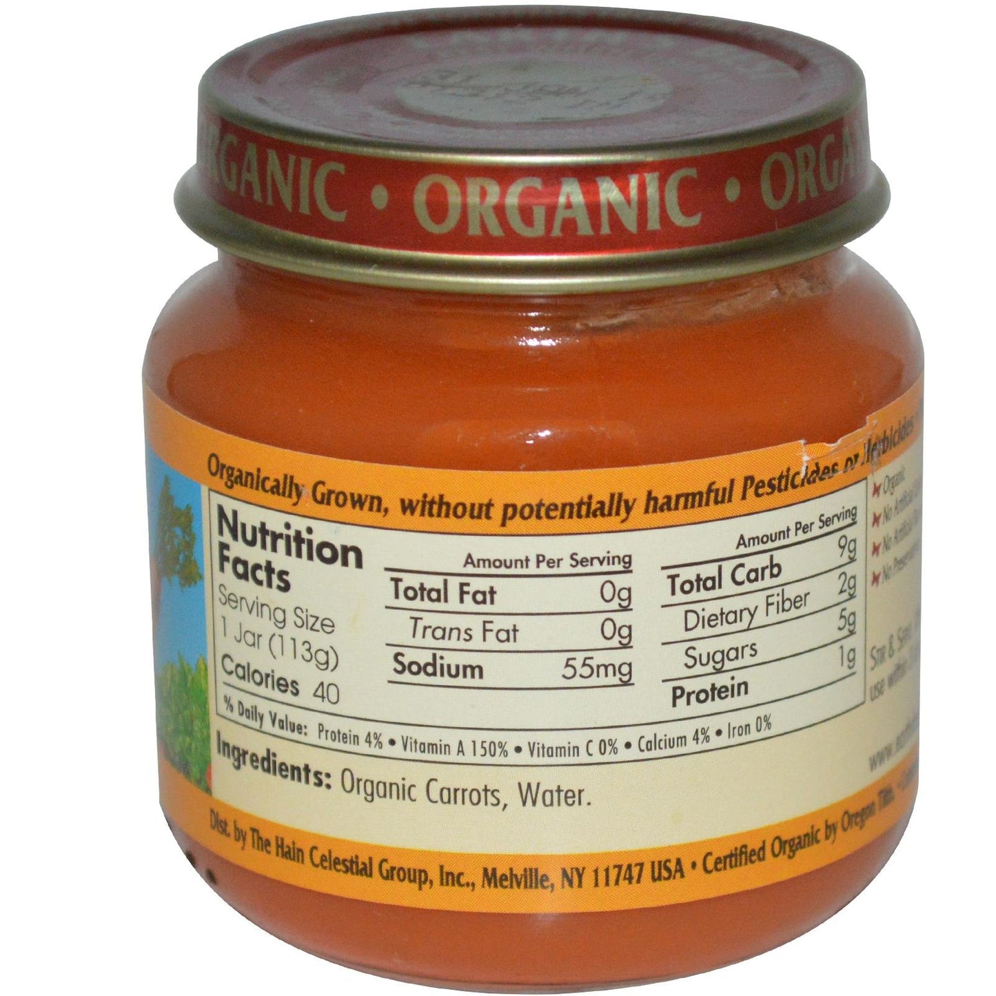 Earth's Best Organic Baby Food Jars, Stage 1 Vegetable Puree, Organic Carrots, 4 oz Resealable Glass Jar, 4 Months+
