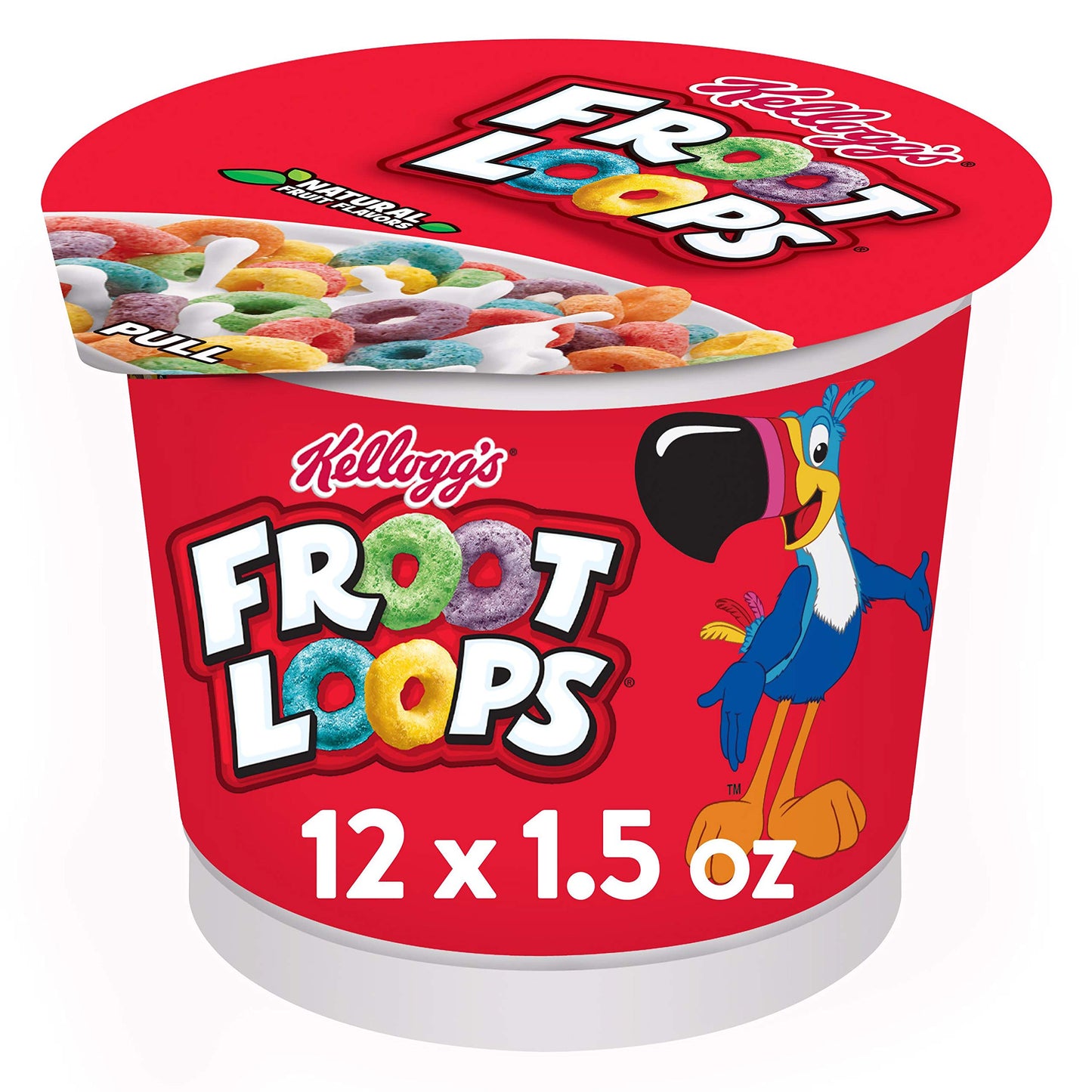 Kelloggs Froot Loops, Breakfast Cereal in a Cup, Low Fat, Bulk Size, 12 Count (Pack of 2, 9 oz Trays)
