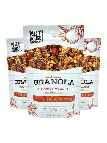 Nuthouse! Granola Company - Premium Harvest Orange Granola | Certified Gluten-Free, Non-Gmo, Kosher | Vegan, Soy-Free | 12 Oz. B