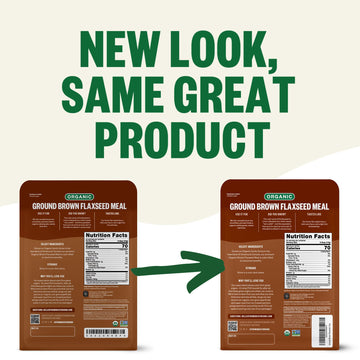 FGO Organic Ground Brown Flaxseed Meal, 16oz Cold Milled Powder, Resealable Pouch, Grown in USA & Canada