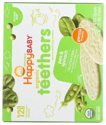 Happy Baby, Baby Food Teether Pea Spinach Organic 0.14 Ounce (Pack Of 12)