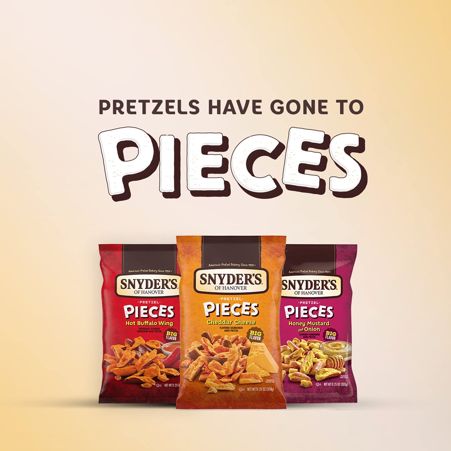 Snyder'S Of Hanover Pretzel Pieces, Honey Mustard And Onion, 8 Oz (Pack Of 6)