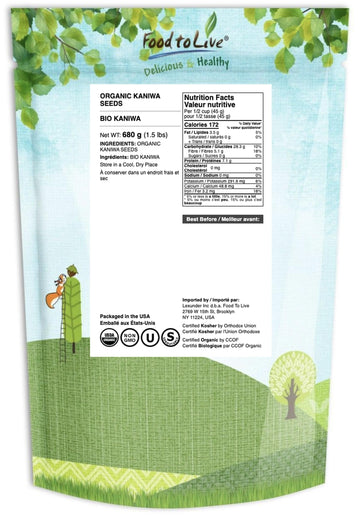 Food to Live Organic Kaniwa Seeds, Non-GMO, Vegan, 1.5 Pounds, Rich in Protein, Dietary Fiber, Bulk