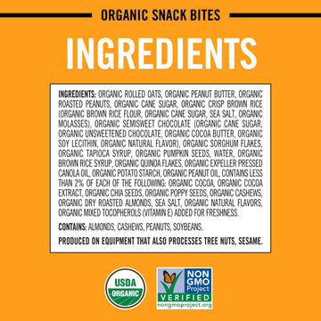 Daves Killer Bread PB & Chocolate Organic Snack Bites, Organic Snacks, 7.2 oz