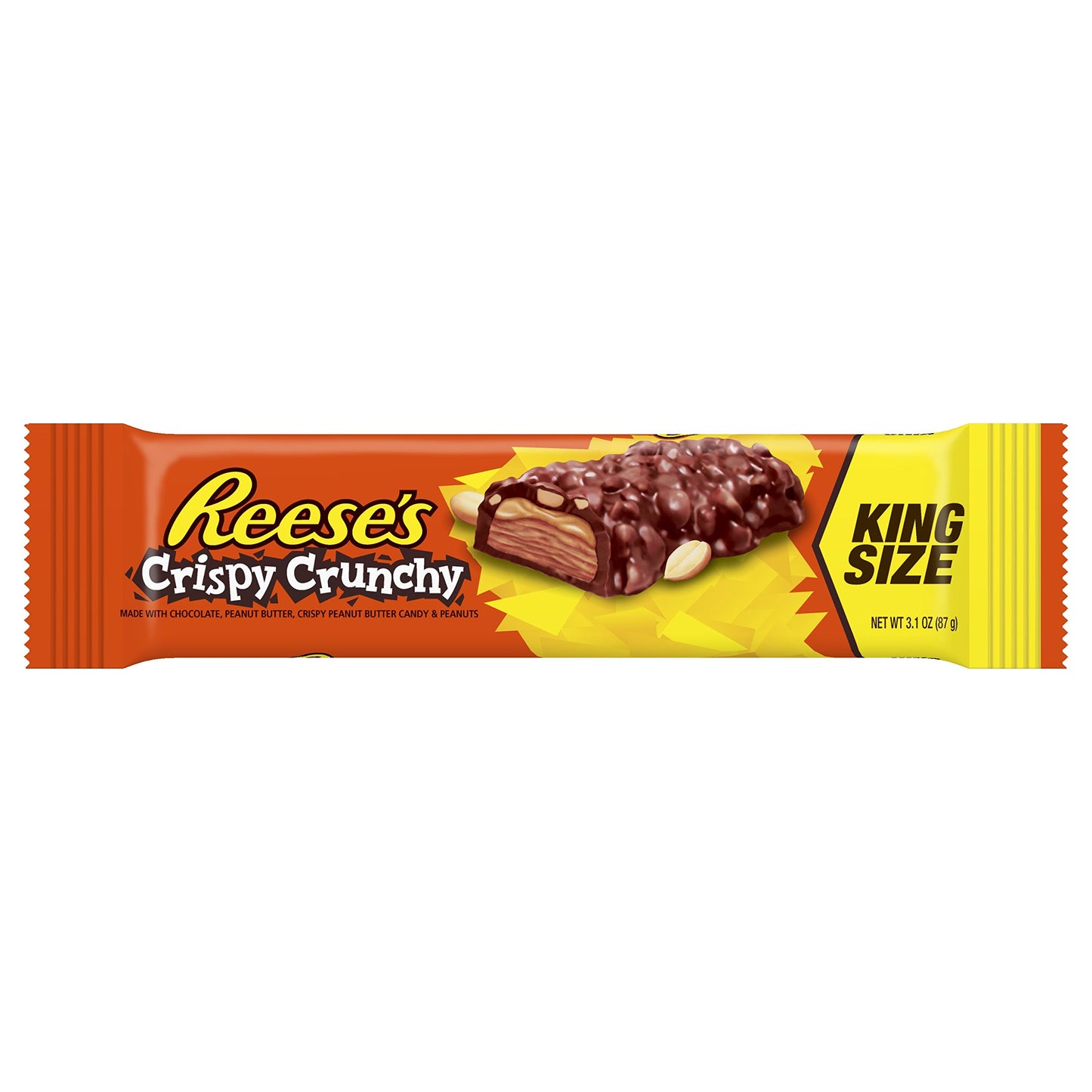 Reese'S Peanut Butter Candy Bar Crispy Crunchy Bars, King Size (Pack Of 18)