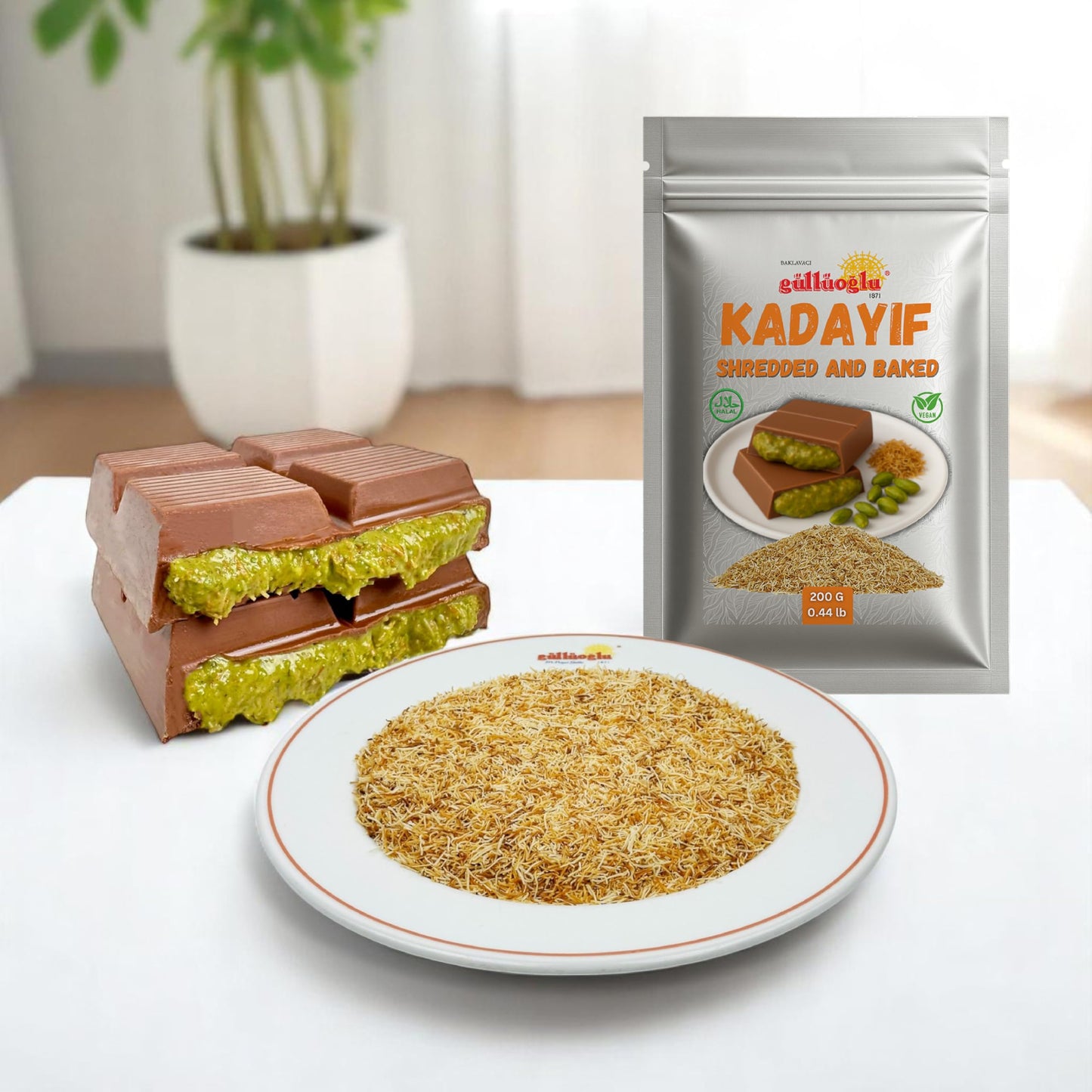 Gulluoglu Baked & Shredded Kataifi - 200 G - 0.44Lb Kadayif Chopped Fillo Dough, Shredded Phyllo, Kadayif Pastry Dough, Knafeh,