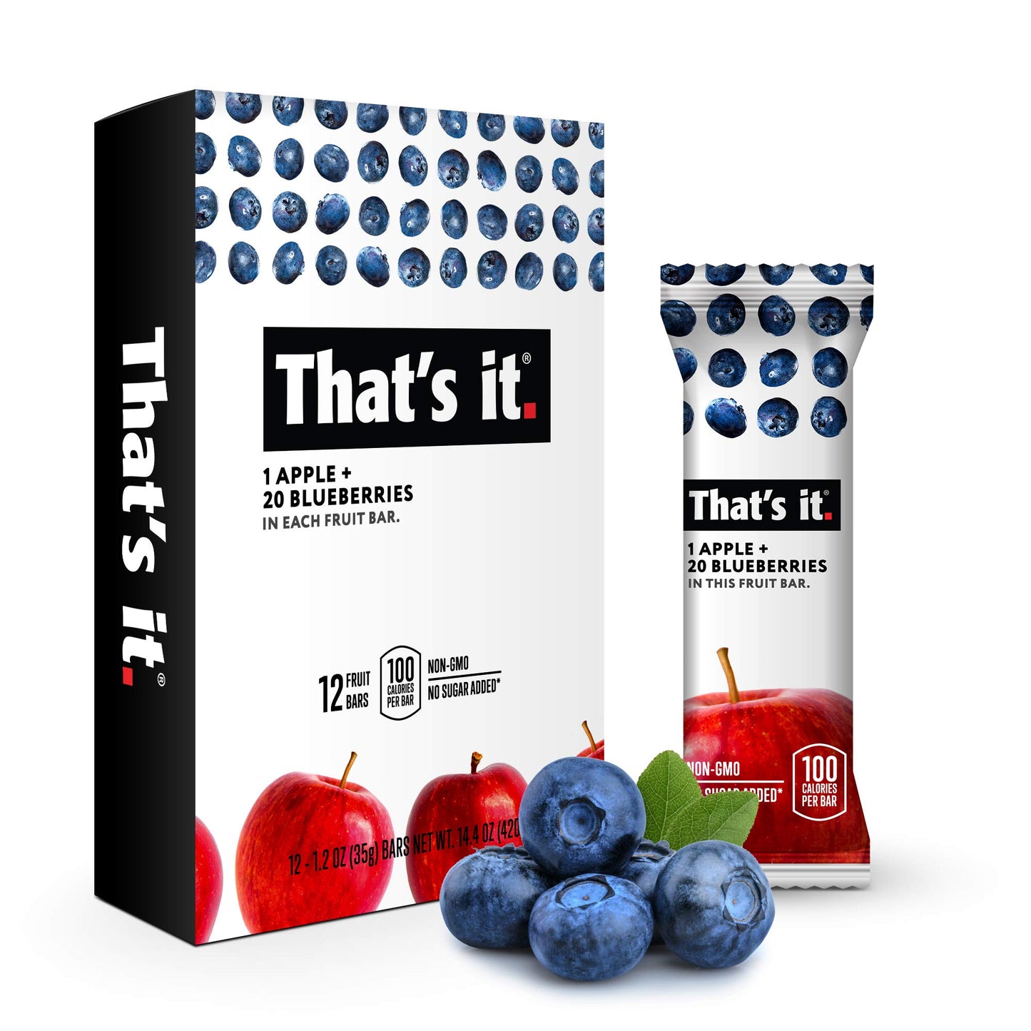 Thats it Apple 100% Natural Real Fruit Bar, Best High Fiber Vegan, Gluten Free Healthy Snack, Paleo for Children & Adults, Non