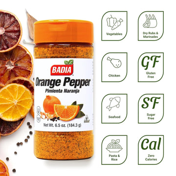 Badia Orange Pepper Seasoning with Garlic and Onion, Zesty Citrus Blend, 6.5 oz