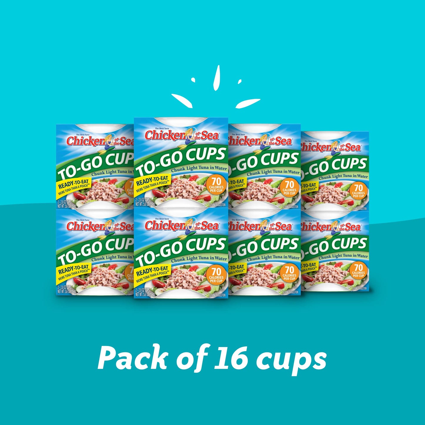 Chicken Of The Sea Chunk Light Tuna In Water, Wild Caught Tuna, 2.8-Ounce Cups (Pack Of 16)