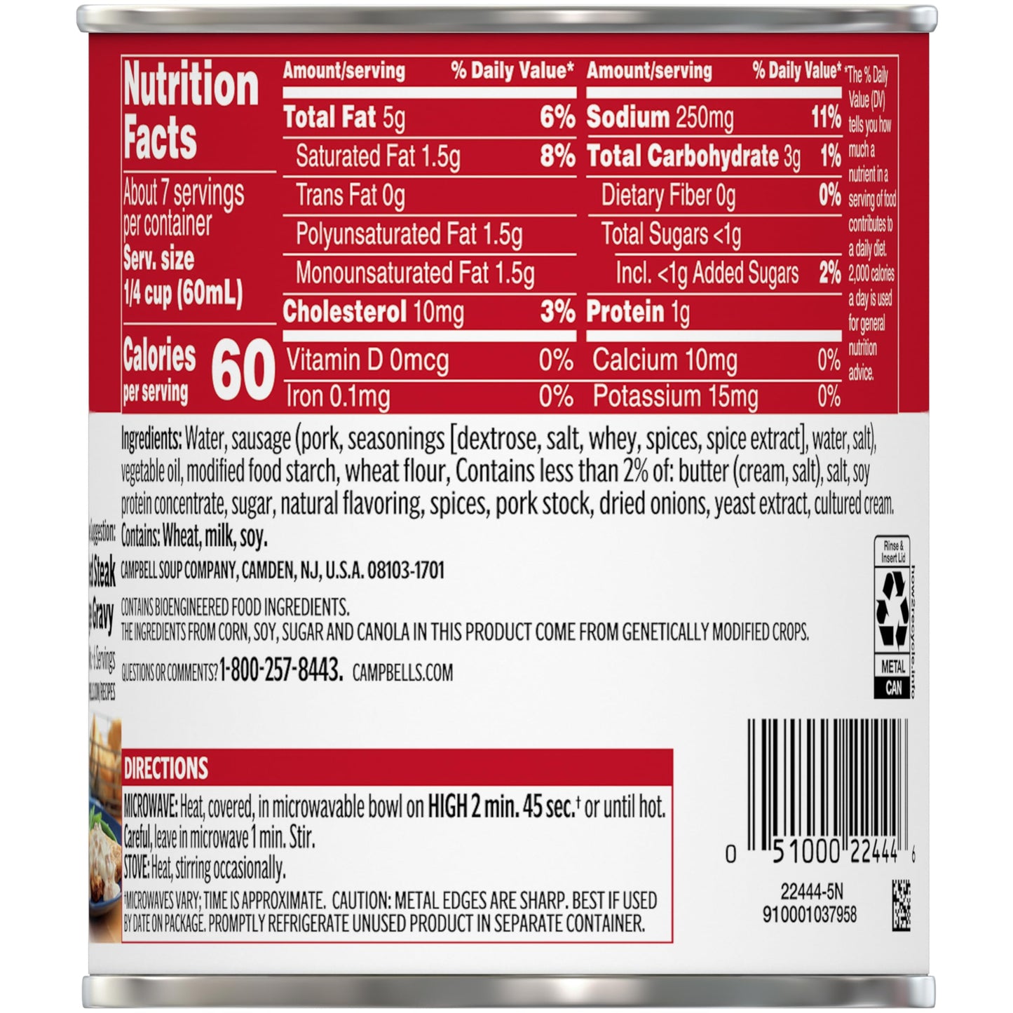 Campbell'S Country Style Sausage Gravy, 13.8 Oz Can