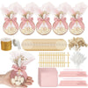 Geelin 24 Set Baptism Almond Candy Favors Christening Tulle Bags Rings Ribbion DIY Party Candy Bags First Communion Favors for G