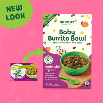 Sprout Organic Baby Food, Toddler Meals, Veggie Burrito Bowl With Beans & Quinoa, 5 Oz Bowl (8 Count)