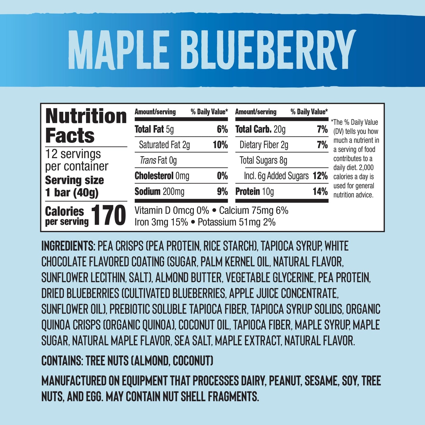 Mezcla Puff-Crispy Protein Bar, Maple Blueberry, Vegan, Gluten Free, Plant Protein Energy Bar