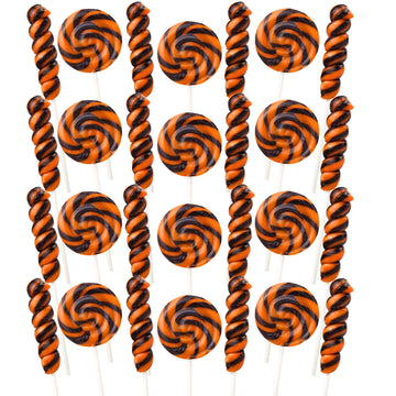 Orange and Black Swirl Halloween Lollipops Festive Trick or Treat Candy Individually Wrapped Party Favors 24 Count