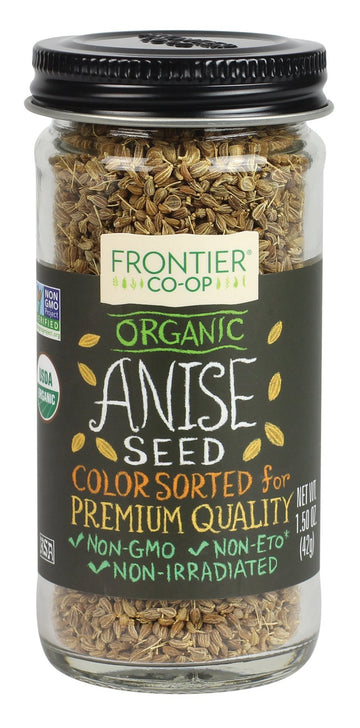 Frontier Co-Op Organic Whole Anise Seed, 1.50-Ounce Jar, Adds Licorice-Like Flavor To Desserts, Stews, Bread, Tea, Kosher