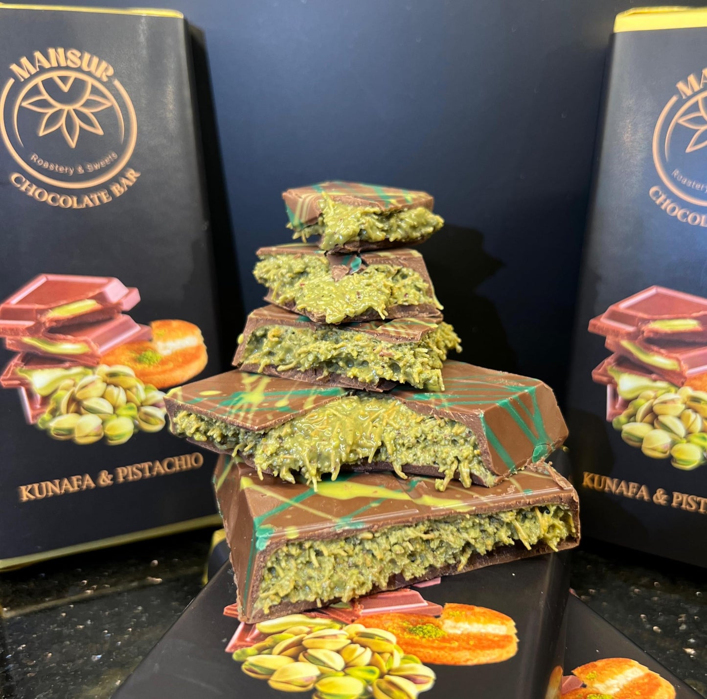 Viral Dubai Chocolate | Large Size 6.7 Oz (190G) Milk Chocolate Bar Pistachio Knafeh Flavor By Mansur Est. 1891 | Ideal For Christmas Birthdays Easter Anniversaries Thanksgiving & Special Treats