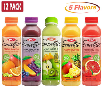 OKF Smoothie Multi Vitamin Drink, 12 Pack of 16.9 Fl Oz (5 Flavor Variety)
