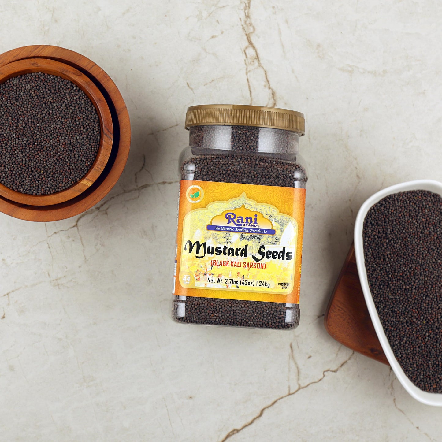Rani Black Mustard Seeds Whole Spice (Kali Rai) 42Oz (2.7Lbs) 1.22Kg Bulk Pet Jar ~ All Natural | Gluten Friendly | Non-Gmo | Ko