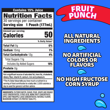 Capri Sun Fruit Punch flavored Juice Drink Blend, 30 ct Box, 6 fl oz Pouches