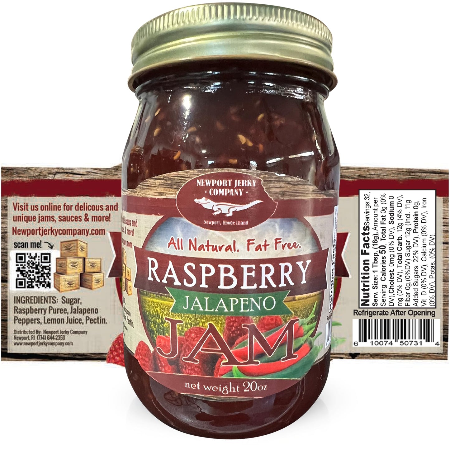 Newport Jerky Company All Natural Gourmet Raspberry Jalapeno Jam | Classic Spread for Burgers, Sandwiches, Toast, Cream Cheese,