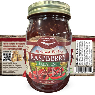 Newport Jerky Company All Natural Gourmet Raspberry Jalapeno Jam | Classic Spread for Burgers, Sandwiches, Toast, Cream Cheese,