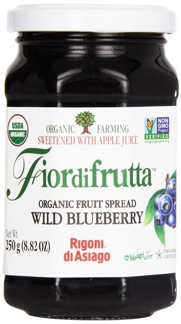 Rigoni Di Asiago Fiordifrutta Organic Fruit Spread, Wild Blueberry, 8.82 Ounce