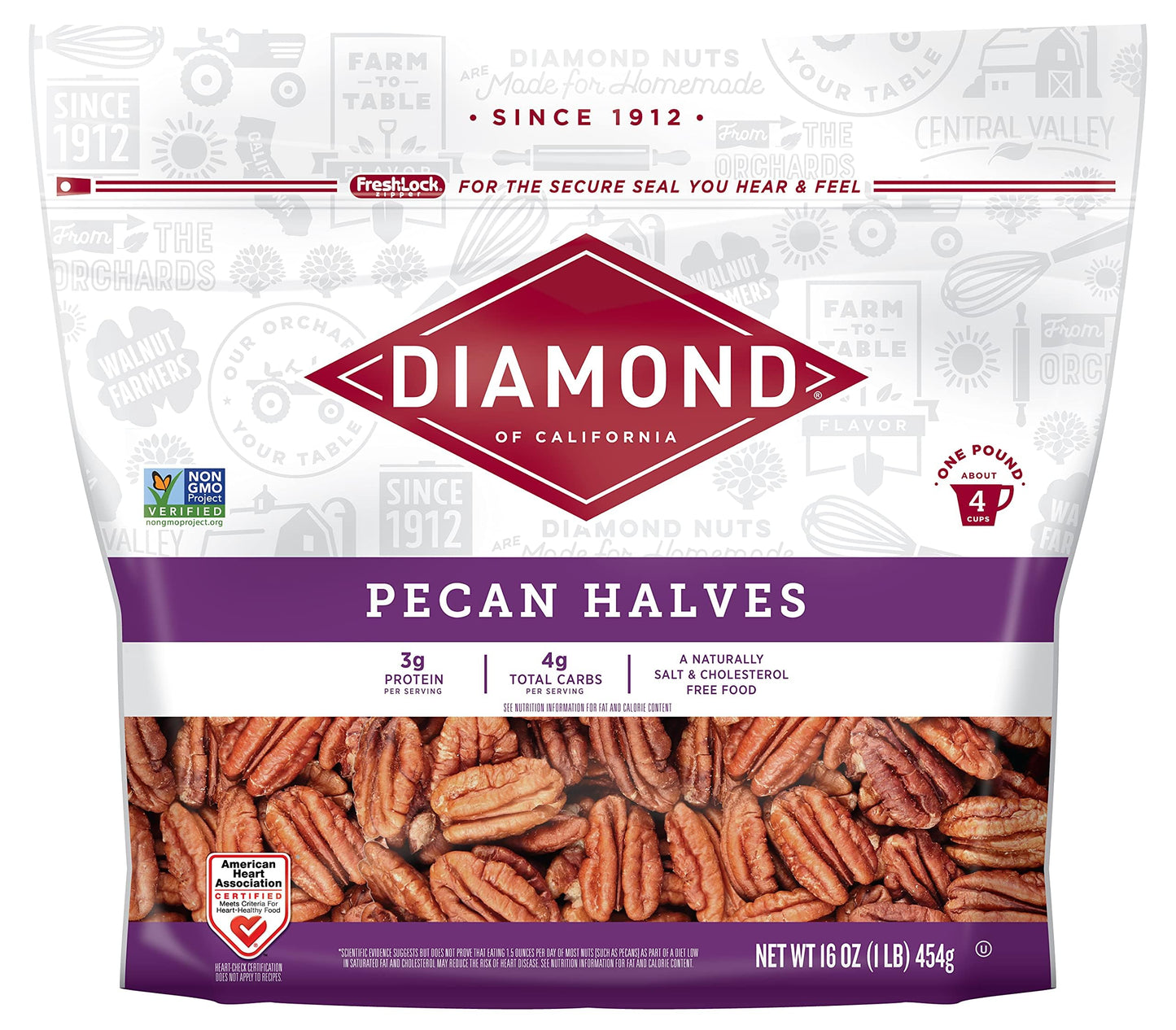 Diamond Of California Pecans Halves, 16 Oz (6 Pack)