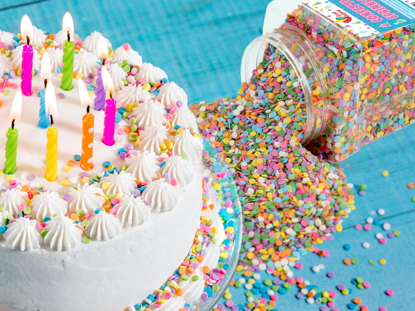 Rainbow Pastel Confetti Sprinkles - 1.7 Pounds - Birthday Pastel Quins - Flat Round Sprinkles - Pastel Candy Quins For Ice Cream, Cookies, Cupcakes, Cake Decorating