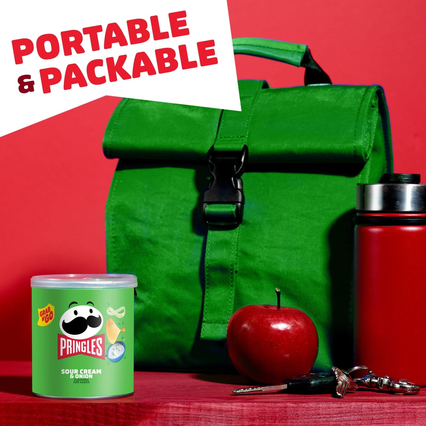 Pringles Potato Crisps Chips, Lunch Snacks, Office And Kids Snacks, Grab N' Go, Sour Cream And Onion (12 Cans)