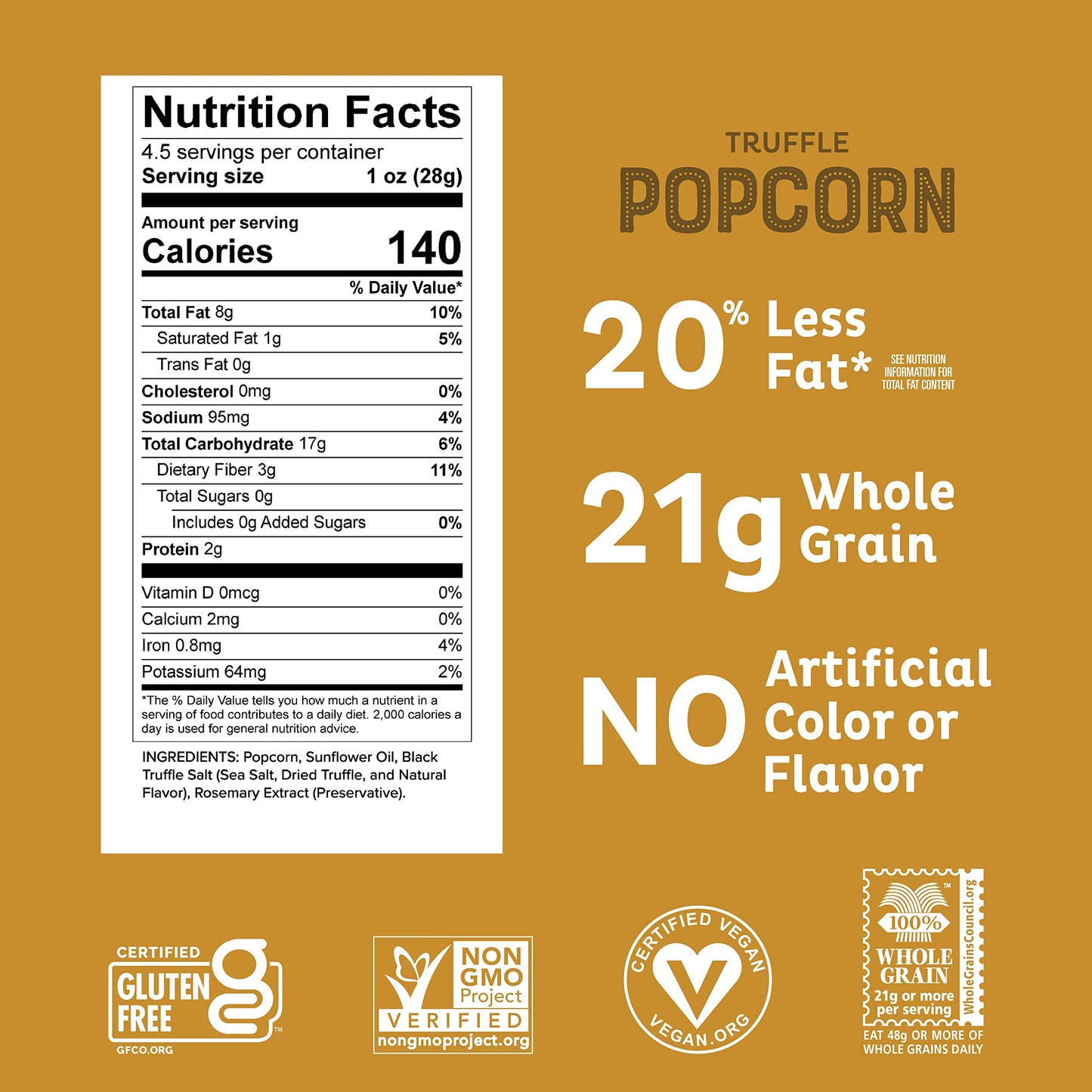 Heirloom Truffle Mini Popcorn By Pipcorn - 4.5Oz 6Pk - Healthy Snacks, Gluten Free Snacks, Heirloom Corn, Salty Snacks, Black Tr
