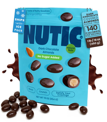 Nutic Sugar-Free Dark Chocolate Almonds - 1 Lb. Keto-Friendly, No Sugar, Gluten-Free, Health-Conscious Individuals & Low Carb Di