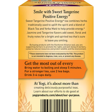 Yogi Sweet Tangerine Positive Energy Tea - 16 Tea Bags Per Pack (6 Packs) - Organic Tangerine Energy Tea - Includes Black Tea Le