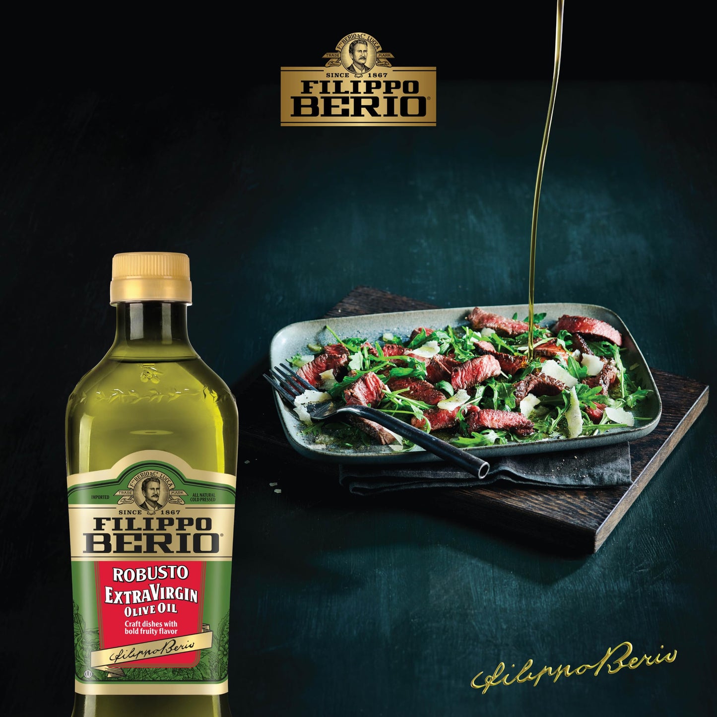 Filippo Berio Extra Virgin Olive Oil, Robusto, 25.3 Fl Oz rPET Bottle