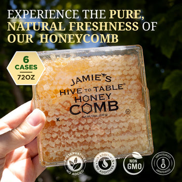Jamie'S Hive To Table 100% Raw Honeycomb, 72 Oz (Pack Of 6) - All-Natural Pure Georgia Honeycomb - Fresh Georgia Honeycomb With