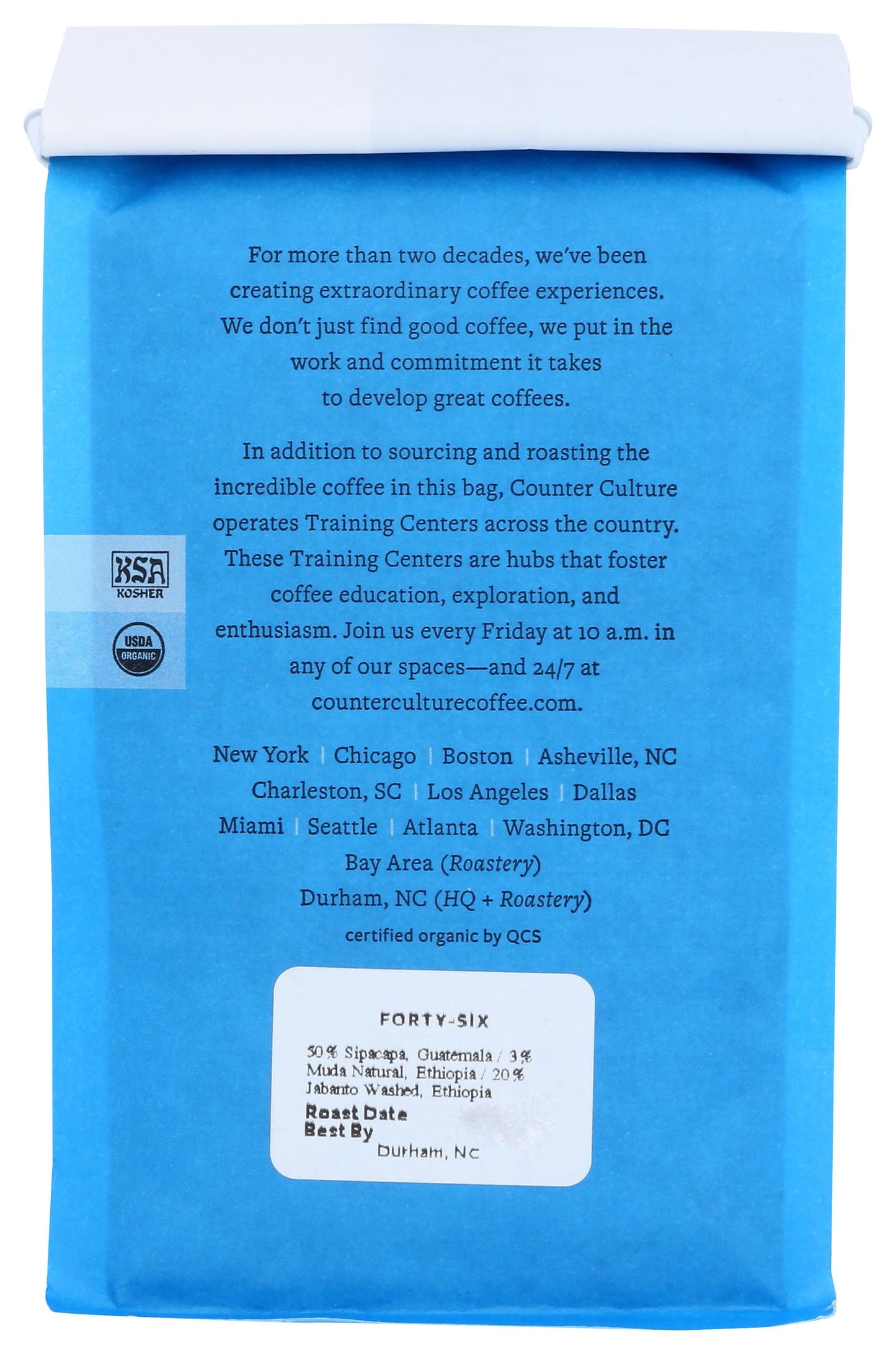 Counter Culture Coffee Dark Roast Whole Bean Organic Number 46 12Ozcoffee, 12 Oz