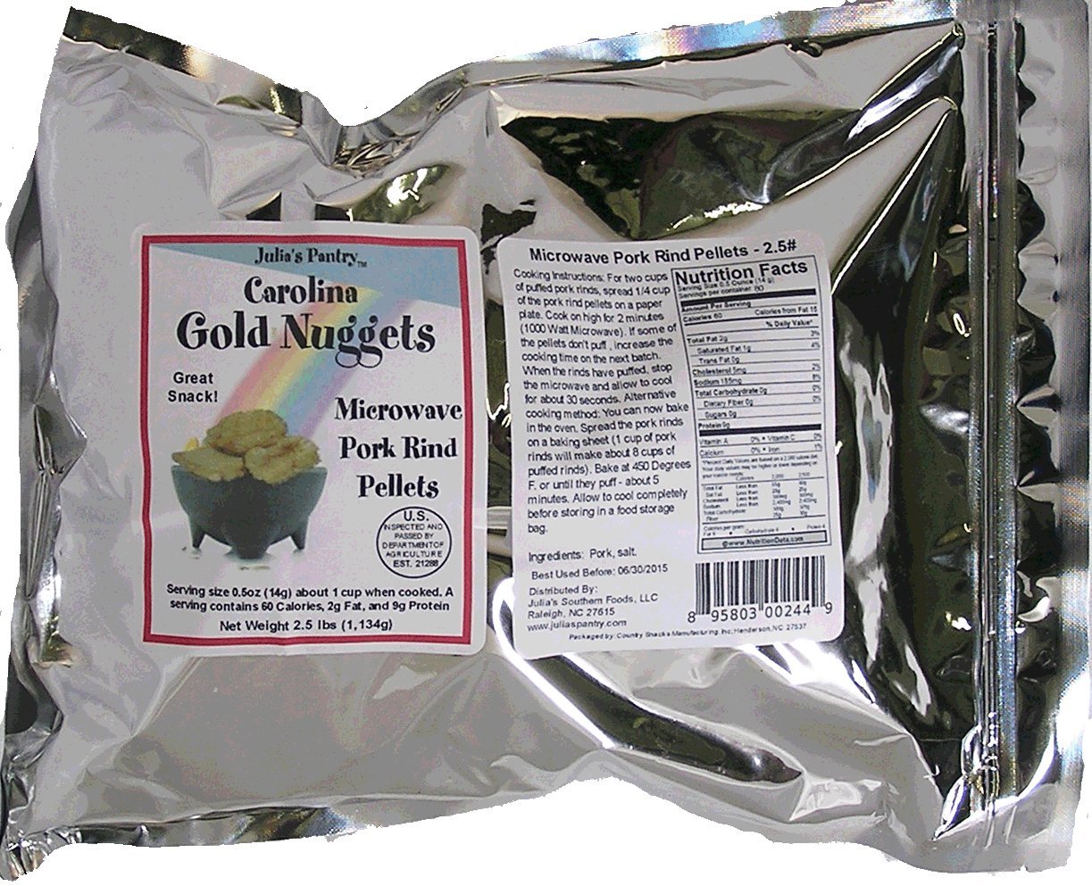 Julias Pantry Pork Rinds 2.5 Pounds Value Bag ZERO CARBS - Atkins, Keto, Paleo and Diabetic Diet Friendly